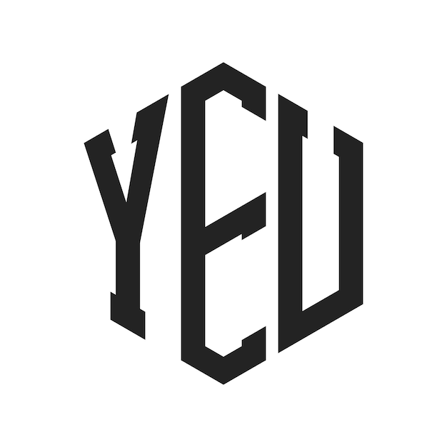 Diseño del logotipo de YEU Letra inicial YEU Monograma Logotipo con forma de hexágono