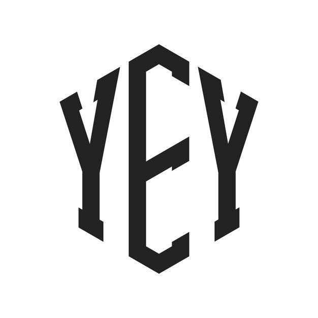 Diseño del logotipo YEY Letra inicial YEY Monograma Logotipo con forma de hexágono