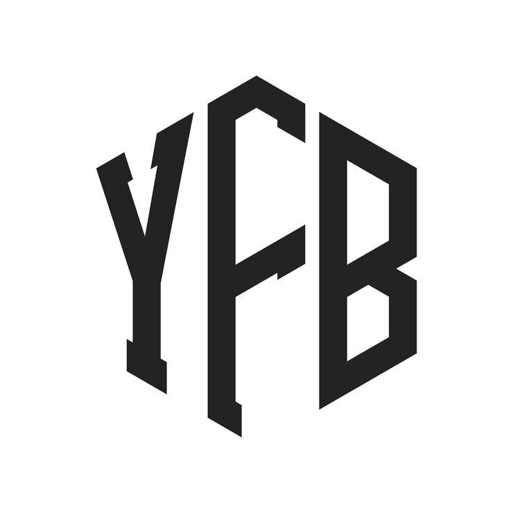Vector diseño del logotipo de yfb letra inicial yfb monograma logotipo con forma de hexágono