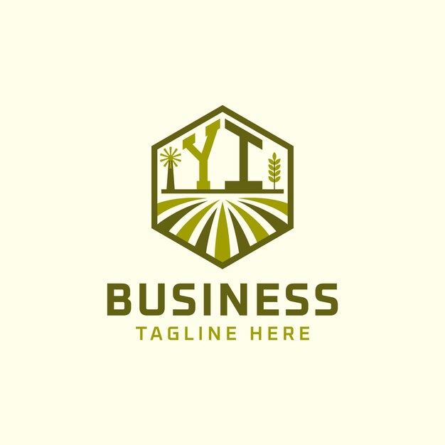 Diseño del logotipo de YI Farm Logotipo moderno de YI Agro para empresas sostenibles y respetuosas con el medio ambiente