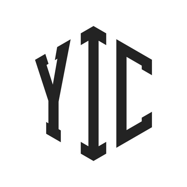 Diseño del logotipo de YIC Letra inicial Logotipo del monograma de YIC con forma de hexágono