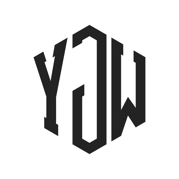 Diseño del logotipo de YJW Letra inicial YJW Monograma Logotipo con forma de hexágono
