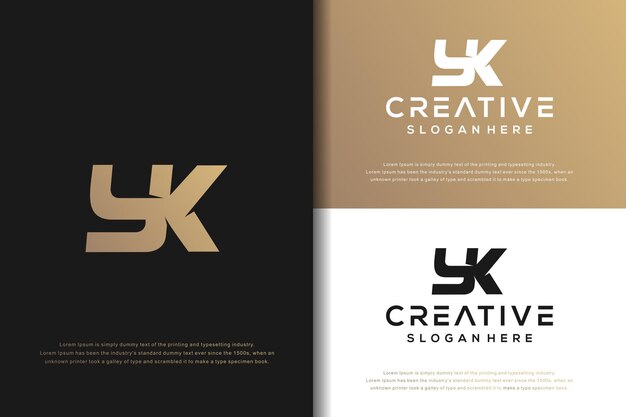 Diseño de logotipo YK de letra de monograma abstracto