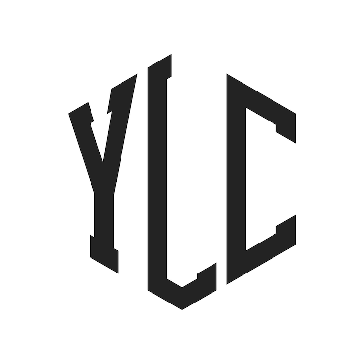 Vector diseño del logotipo de ylc letra inicial ylc monograma logotipo con forma de hexágono