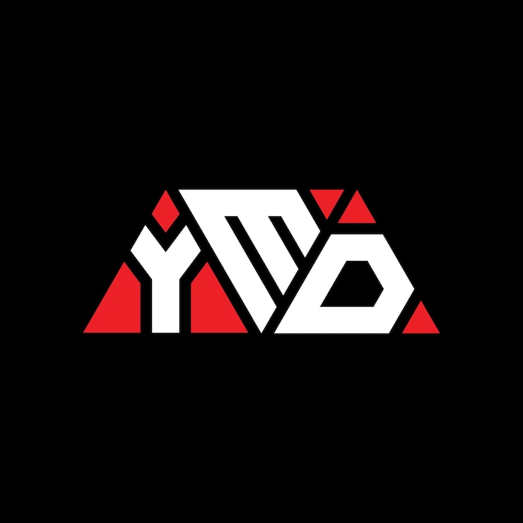 Vector el diseño del logotipo de ymd triángulo con forma de triángulo ymd diseño de logotipo triángulo monograma ymd modelo de logotipo vectorial triángulo de color rojo ymd logotipo triangular simple elegante y lujoso logotipo ymd