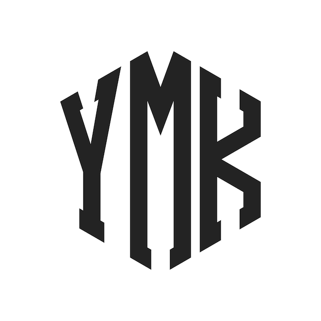 Diseño del logotipo de YMK Letra inicial YMK Monograma Logotipo con forma de hexágono