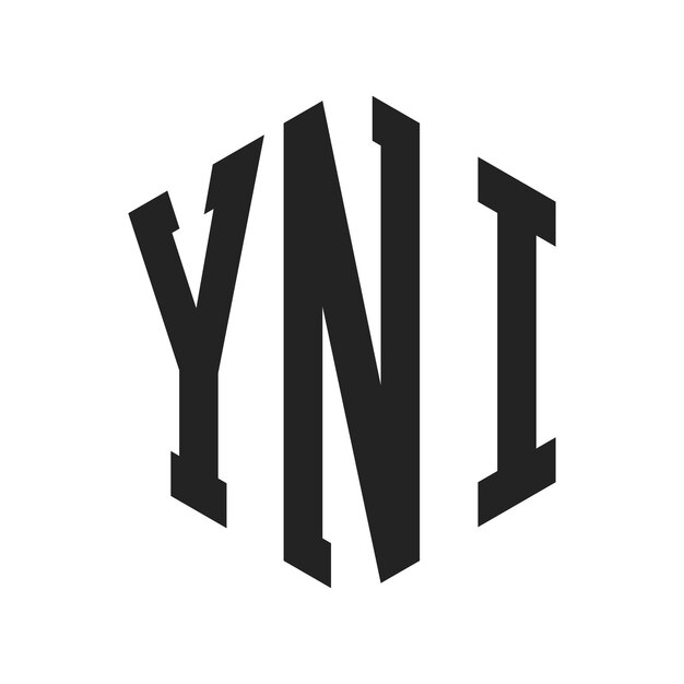 Diseño del logotipo YNI Letra inicial YNI Monograma Logotipo con forma de hexágono