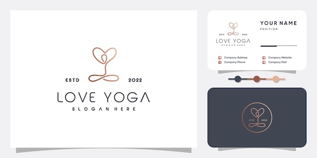 Diseño de logotipo de yoga con concepto de arte de línea único Vector Premium