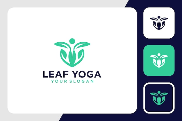 Diseño de logotipo de yoga con inspiración de hojas