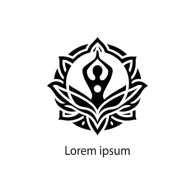 un diseño de logotipo de yoga negro para la marca