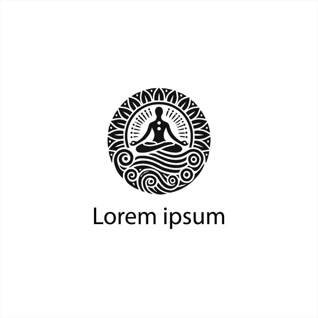 Un diseño de logotipo de yoga negro sobre un fondo blanco