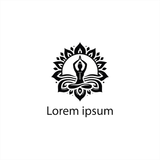 Un diseño de logotipo de yoga negro sobre un fondo blanco
