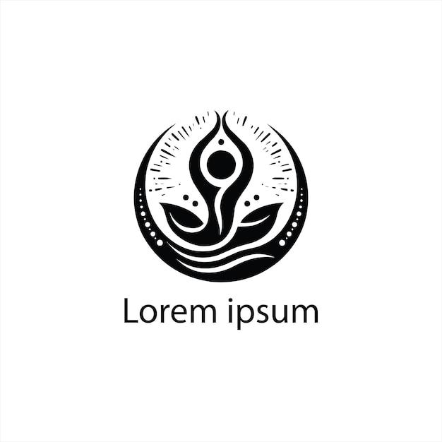 Un diseño de logotipo de yoga negro sobre un fondo blanco