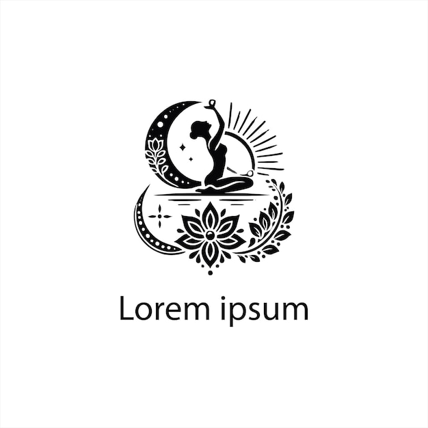 Un diseño de logotipo de yoga negro sobre un fondo blanco