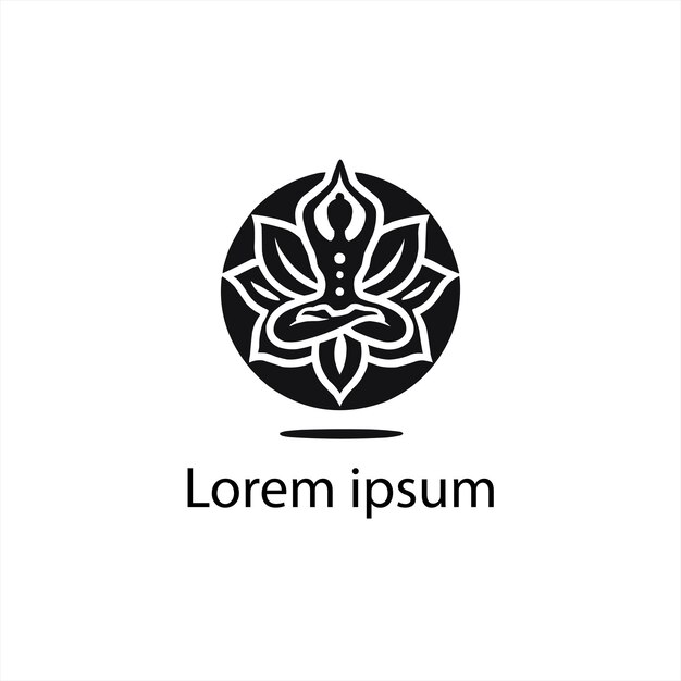 Un diseño de logotipo de yoga negro sobre un fondo blanco