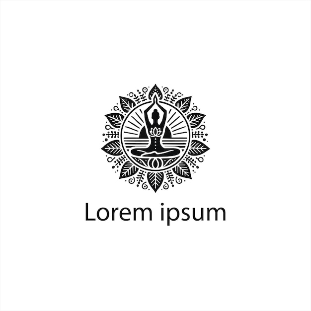 Un diseño de logotipo de yoga negro sobre un fondo blanco