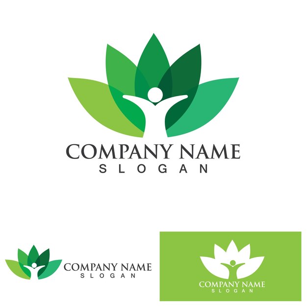 Diseño de logotipo de yoga stock meditación humana en ilustración de vector de flor de loto