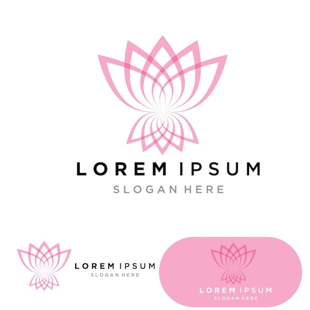 Diseño de logotipo de yoga stock meditación humana en ilustración de vector de flor de loto