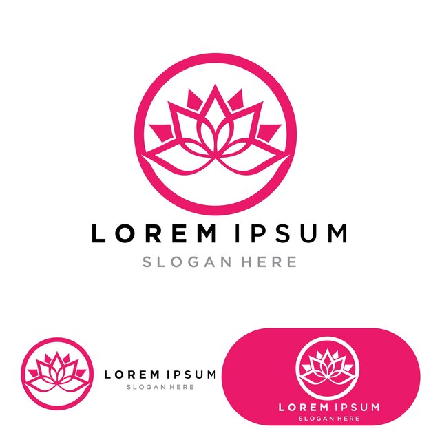 Diseño de logotipo de yoga stock meditación humana en ilustración de vector de flor de loto