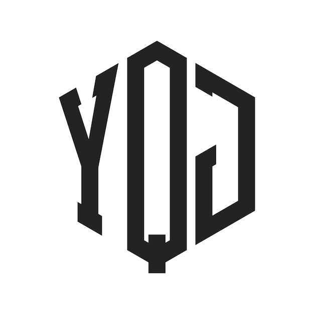 Diseño del logotipo de YQJ Letra inicial YQJ Monograma Logotipo con forma de hexágono