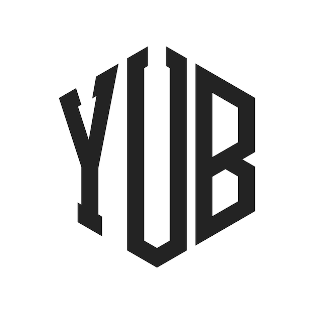 Diseño del logotipo de YUB Letra inicial YUB Monograma Logotipo con forma de hexágono