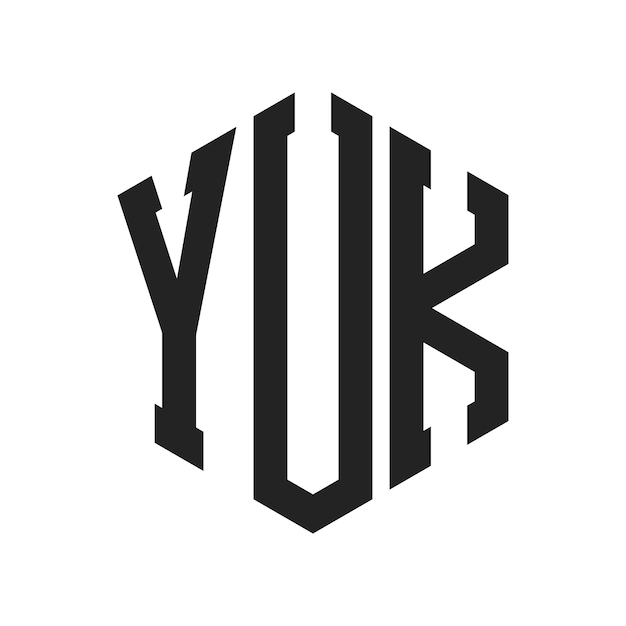 Diseño del logotipo de YUK Letra inicial YUK Monograma Logotipo con forma de hexágono