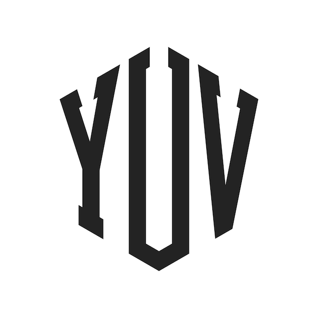 Diseño del logotipo YUV Letra inicial YUV Monograma Logotipo con forma de hexágono