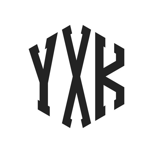 Diseño del logotipo YXK Letra inicial YXK Monograma Logotipo con forma de hexágono
