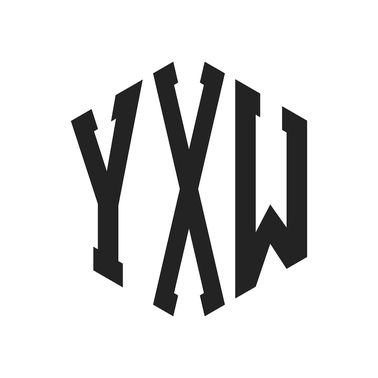 Vector diseño del logotipo yxw letra inicial yxw monograma logotipo con forma de hexágono