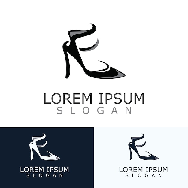 Diseño de logotipo de zapatos de mujer Vector de plantilla de icono de moda de tacón alto para tienda de negocios