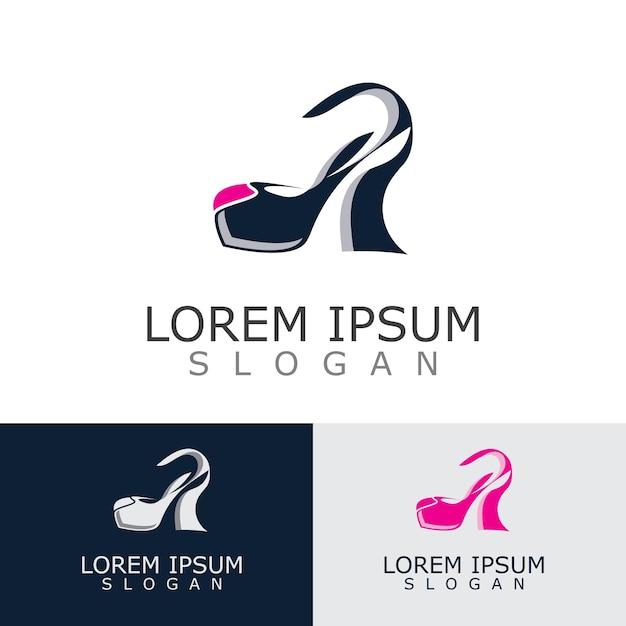 Diseño de logotipo de zapatos de mujer Vector de plantilla de icono de moda de tacón alto para tienda de negocios