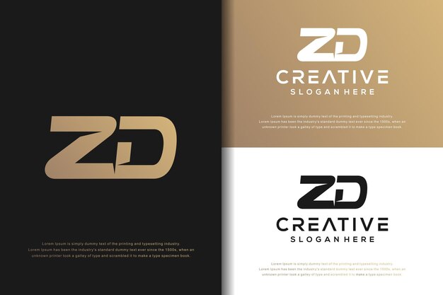 Diseño de logotipo ZD de letra de monograma abstracto
