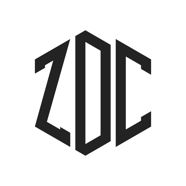 Diseño del logotipo de ZDC Letra inicial ZDC Monograma Logotipo con forma de hexágono