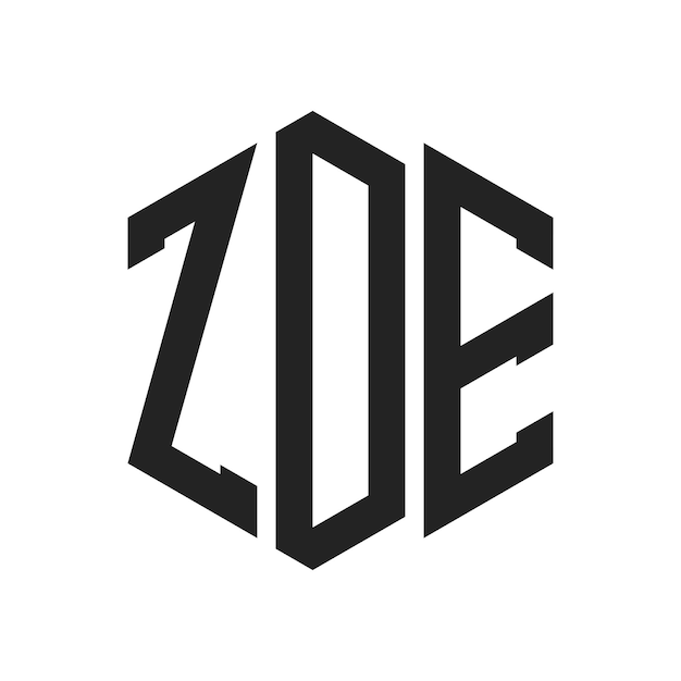 Diseño del logotipo de ZDE Letra inicial ZDE Monograma Logotipo con forma de hexágono