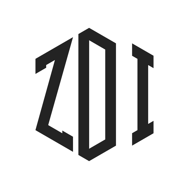 Diseño del logotipo ZDI Letra inicial ZDI Monograma Logotipo con forma de hexágono
