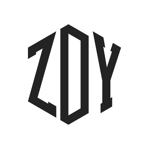 Diseño del logotipo ZDY Letra inicial ZDY Monograma Logotipo con forma de hexágono