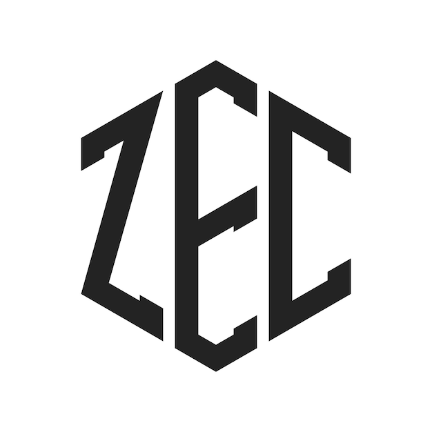Diseño del logotipo de ZEC Letra inicial ZEC Monograma Logotipo con forma de hexágono