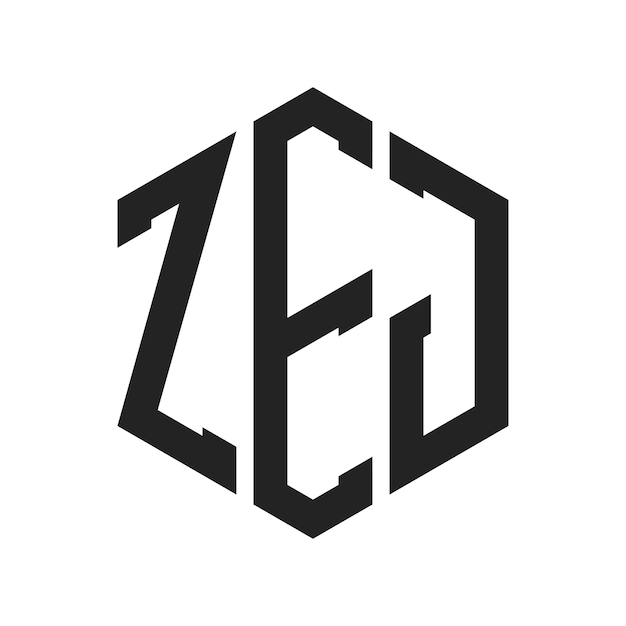 Diseño del logotipo de ZEJ Letra inicial ZEJ Monograma Logotipo con forma de hexágono