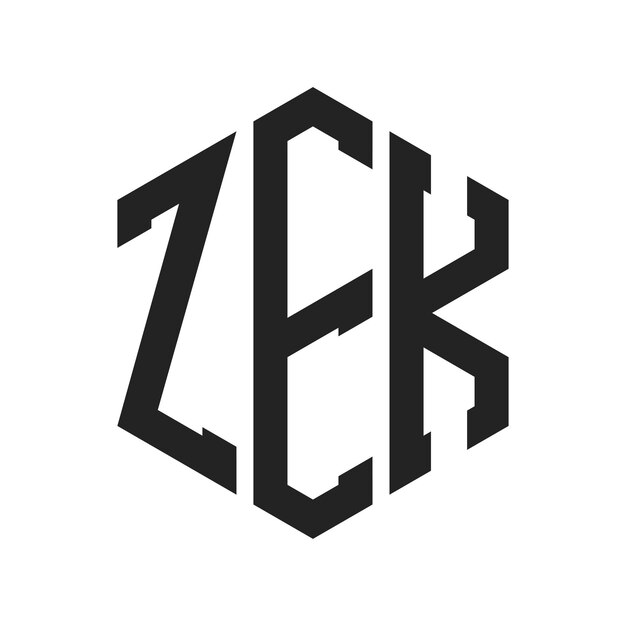 Diseño del logotipo ZEK Letra inicial ZEK Monograma Logotipo con forma de hexágono
