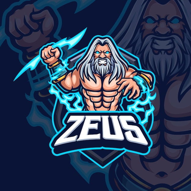 Diseño de logotipo de zeus mascot esport gaming