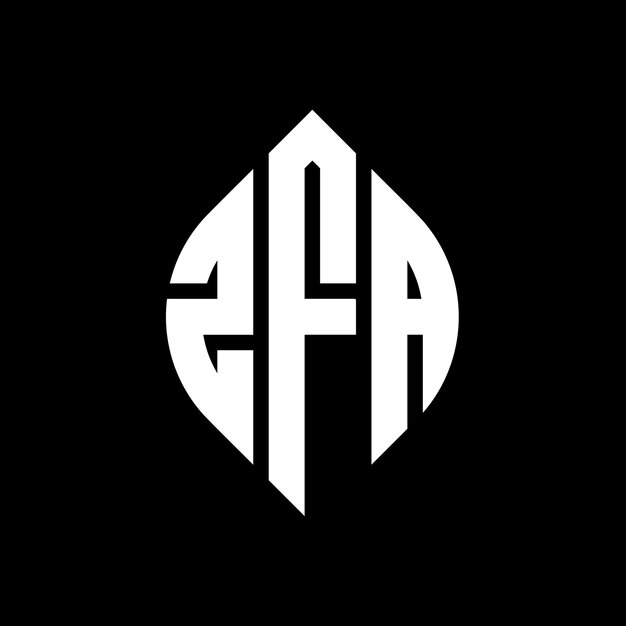 El diseño del logotipo de ZFA con letras en círculo con forma de círculo y elipse ZFA letras en elipse con estilo tipográfico Las tres iniciales forman un logotipo de círculo ZFA emblema de círculo Monograma abstracto letra marca vector