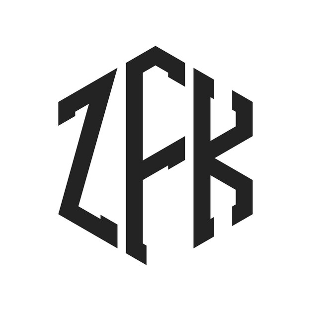 Diseño del logotipo ZFK Letra inicial ZFK Monograma Logotipo con forma de hexágono