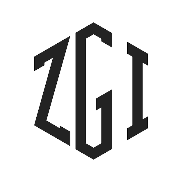 Diseño del logotipo ZGI Letra inicial ZGI Monograma Logotipo con forma de hexágono