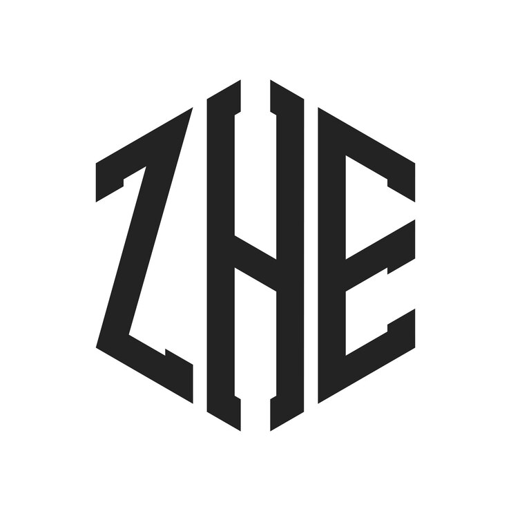 Vector diseño del logotipo zhe letra inicial zhe monograma logotipo con forma de hexágono