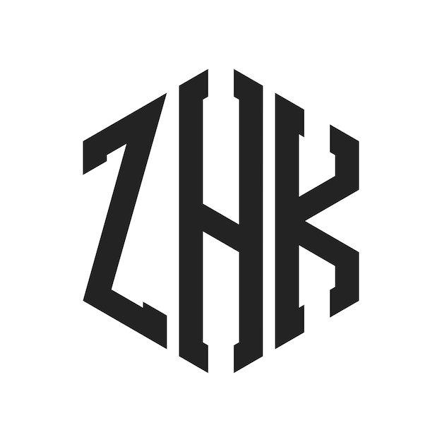 Diseño del logotipo de ZHK Letra inicial ZHK Monograma Logotipo con forma de hexágono
