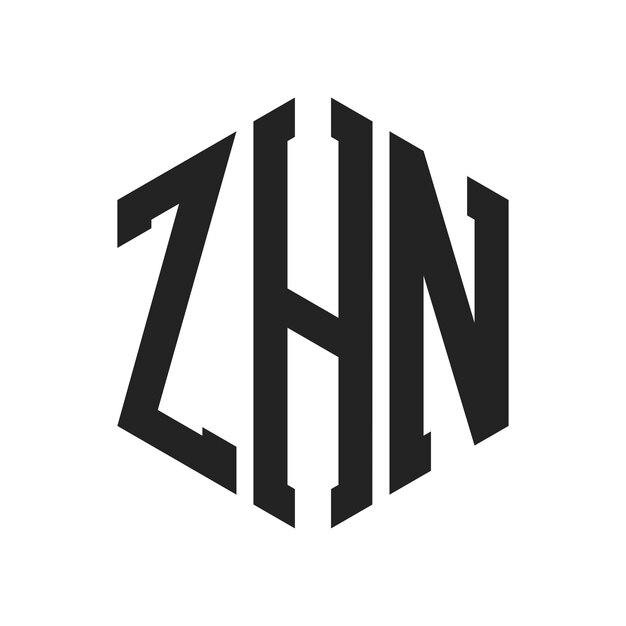 Diseño del logotipo ZHN Letra inicial ZHN Monograma Logotipo con forma de hexágono