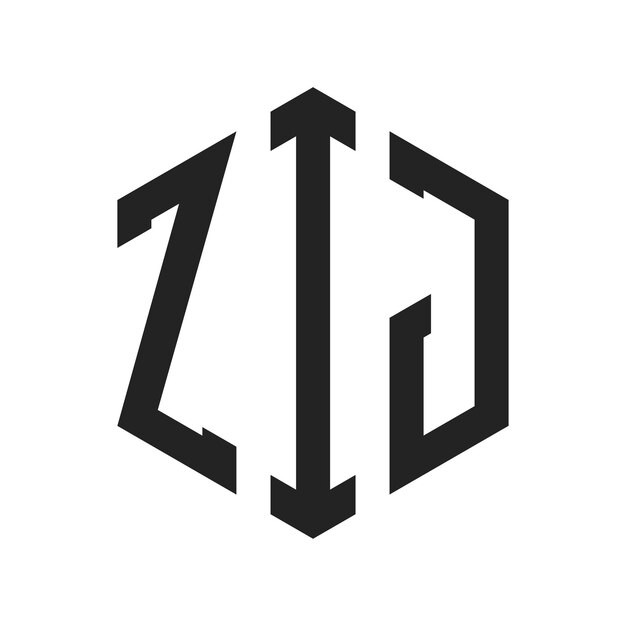 Diseño del logotipo de ZIJ Letra inicial ZIJ Monograma Logotipo con forma de hexágono