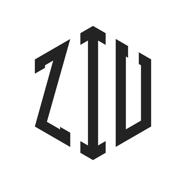 Diseño del logotipo de ZIU Letra inicial ZIU Monograma Logotipo con forma de hexágono