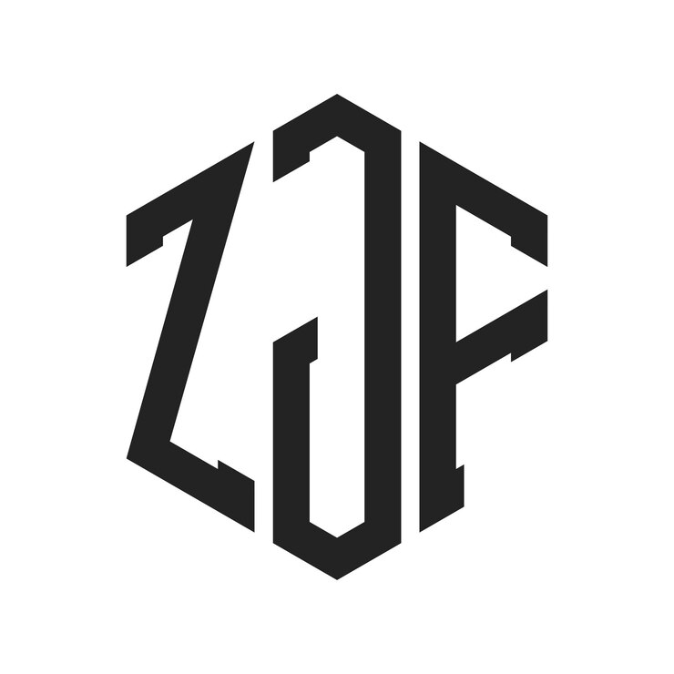 Vector diseño del logotipo de zjf letra inicial zjf monograma logotipo con forma de hexágono