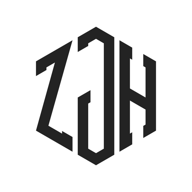 Vector diseño del logotipo de zjh letra inicial zjh monograma logotipo con forma de hexágono